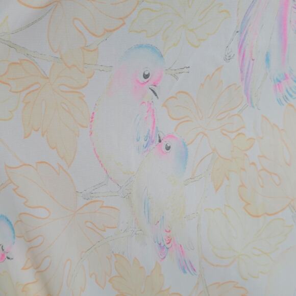 Vintage Pastel Bird Print Nylon Nightgown, OSFA - Picture 5 of 7